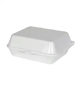 250- PIECE (LB1) FOAM LUNCH BOX WITH HINGED LID WHITE 240X200X90MILLIMETER