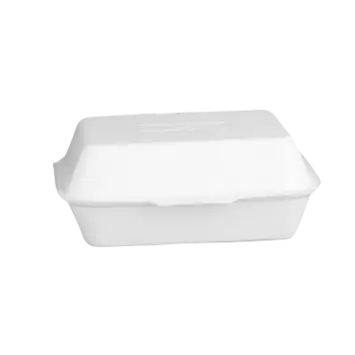 100- PIECE (LB2) FOAM LUNCH BOX WITH HINGED LID WHITE  185X140X80MILLIMETER