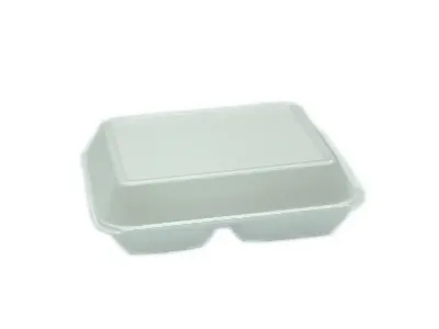 100-PIECE (LB23C) 3 COMPARTMENT FOAM LUNCH BOX WHITE 240X200X90MILLIMETER