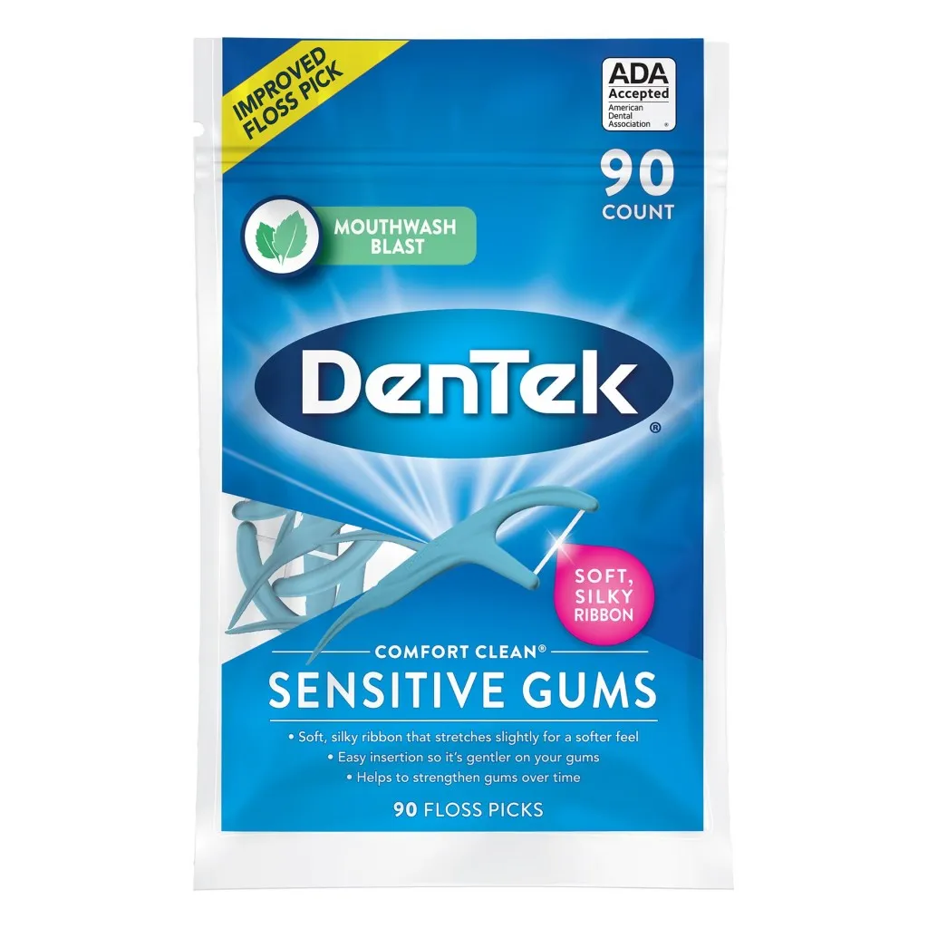 Dentek Confort Clean F Floss Pick _ Silky Tape _ Tight Teeth Sensitive Gums _ 75 Pcs
