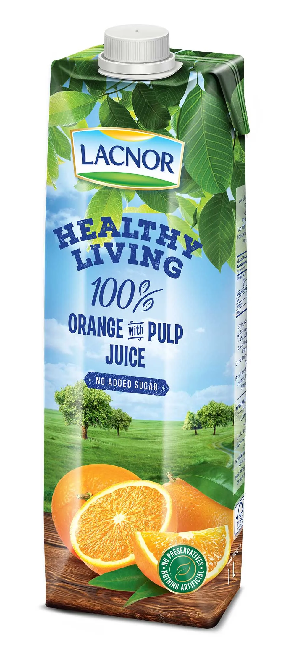 Lacnor Health Living Orange Juice - 1 Litre, pack of 6