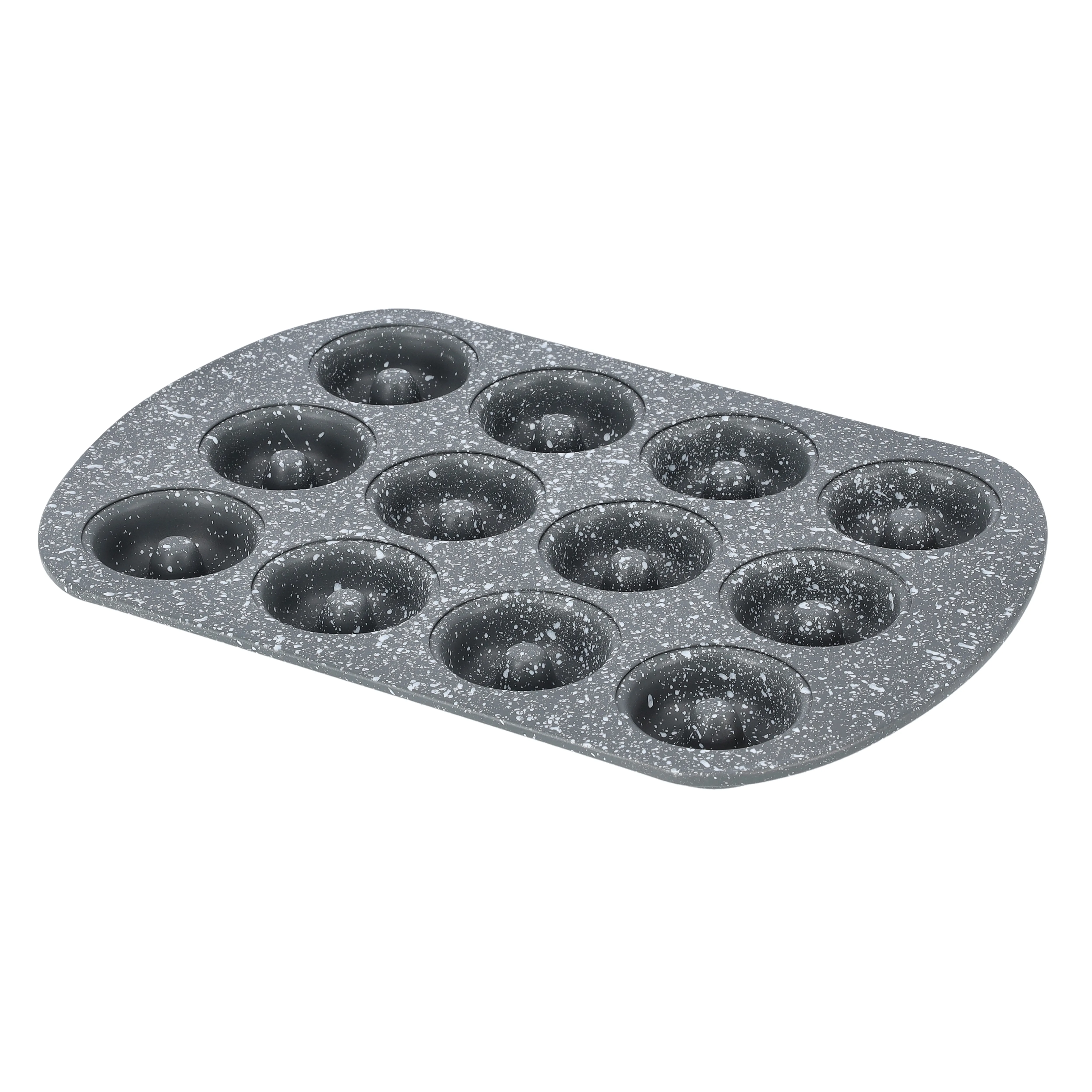 Royalford  Mini Donut Pan - Non Stick Granite Coating Baking with 12 Slots Reusable Bagel Mold Tray for Prolonged Use Oven Safe Baking Molds for Small Donuts, Cookie, Resin Art, & More