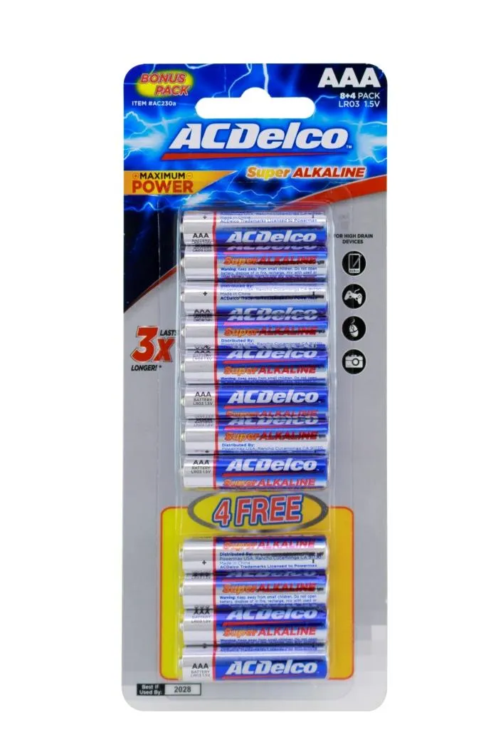 AC Delco Alkaline Blister Card AAA 8+4pk - PCS