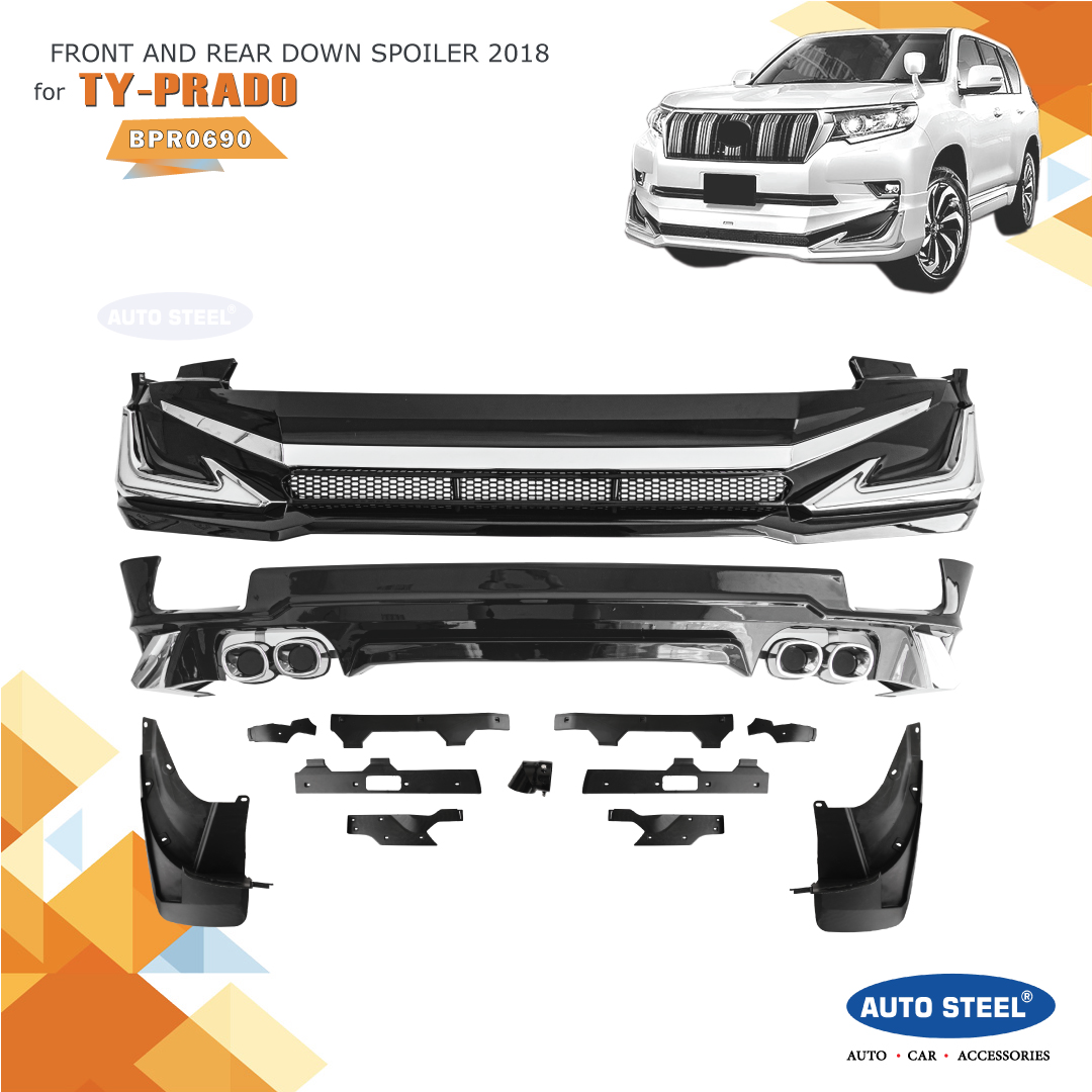 AUTO STEEL front and rear down spoiler 2018 for TY-PRADO