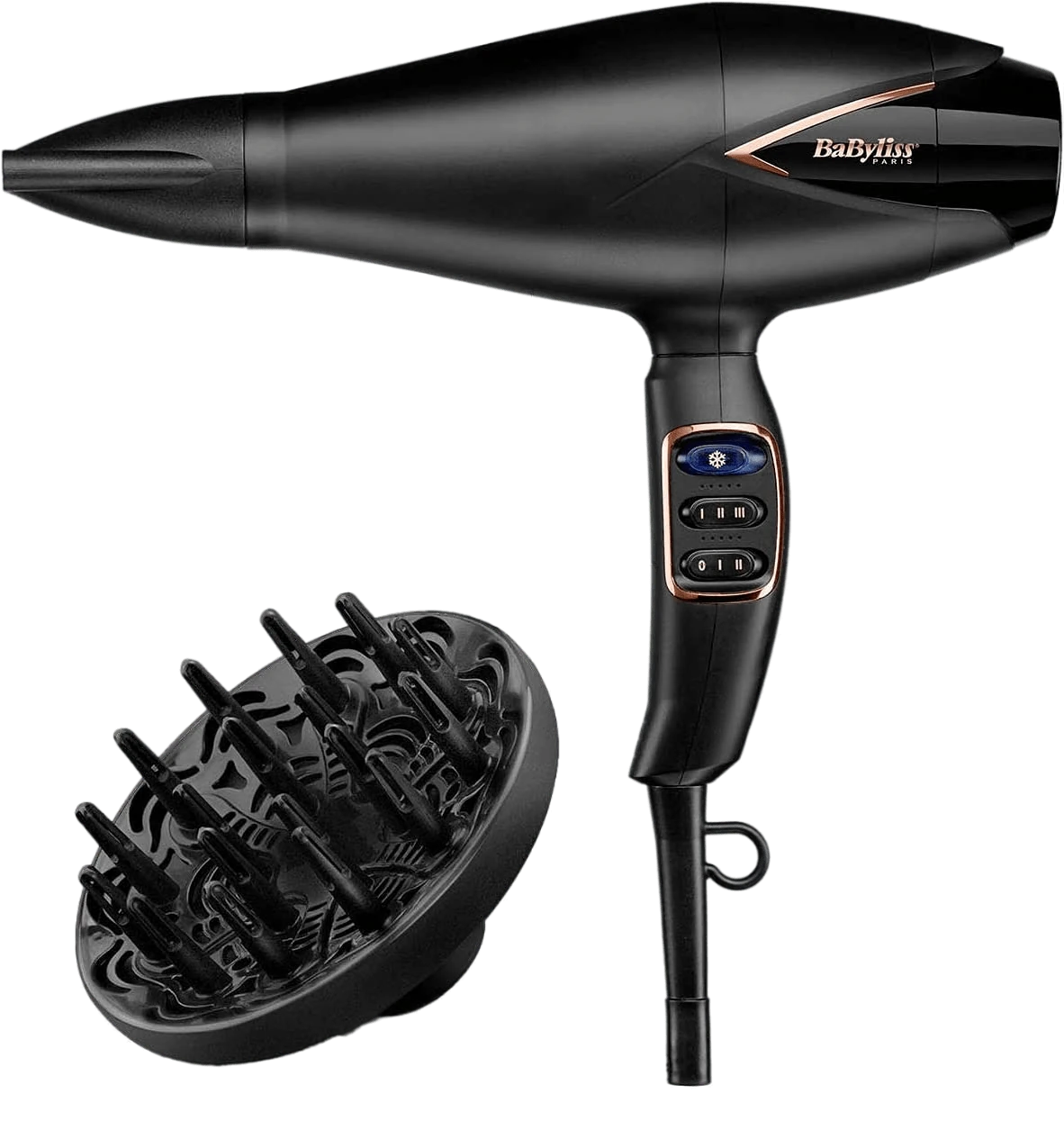 Babyliss D665Sde Professional 2200W Titanium Ceramic Hair Dryer With Cool Shot Button, Diffuser, Slim Concentrator, Super Ionic Conditioning & 2 Speed 3 Heat Settings