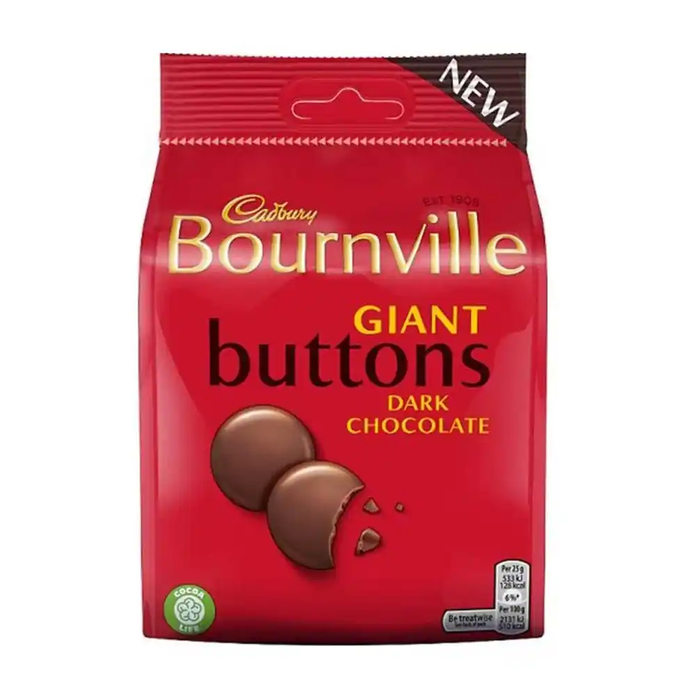 CADBURY BOURNVILLE DARK CHOCOLATE GIANT BUTTONS BAG PMP