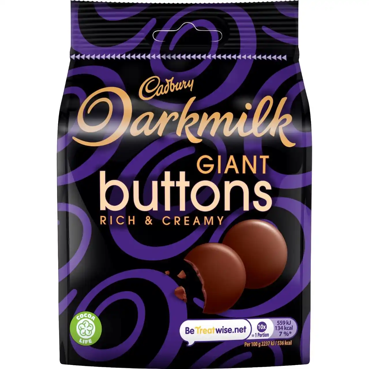 CAD 90G DARK MILK BUTTONS 10CA PMP