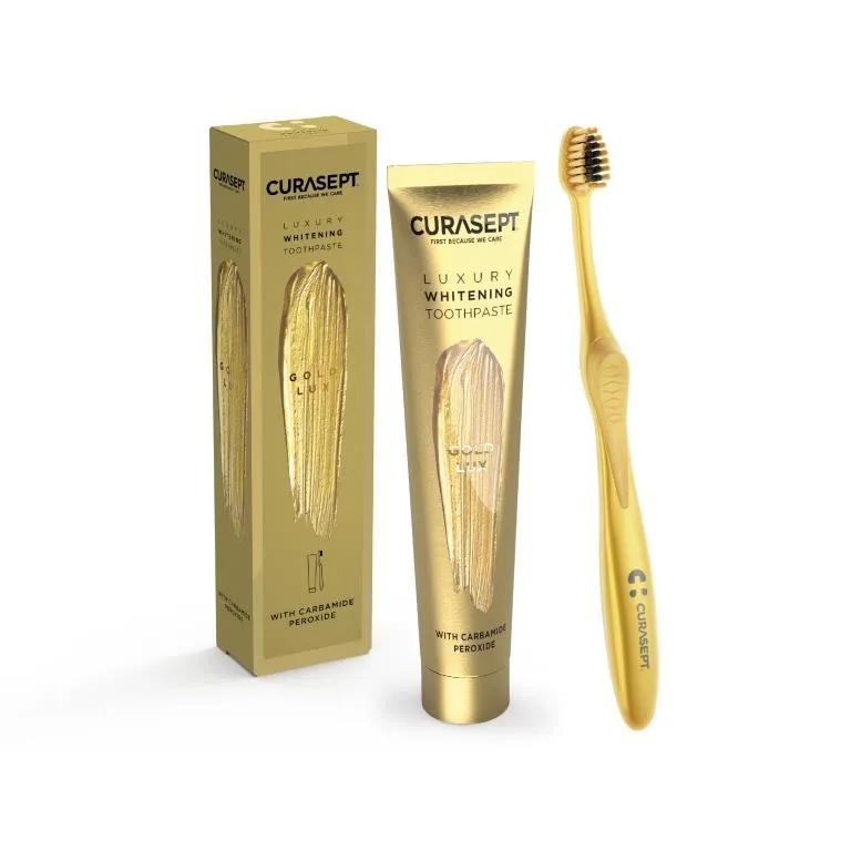 CURASEPT GOLD LUXURY WHITENING DENT TOOTHPASTE 75ML+ TOOTHBRUSH