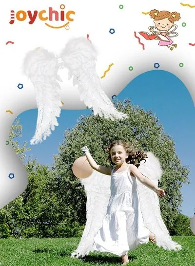 Wings Costume Accessories Carnival Stage Show Dress Up Photo Prop for Adults and Kids White