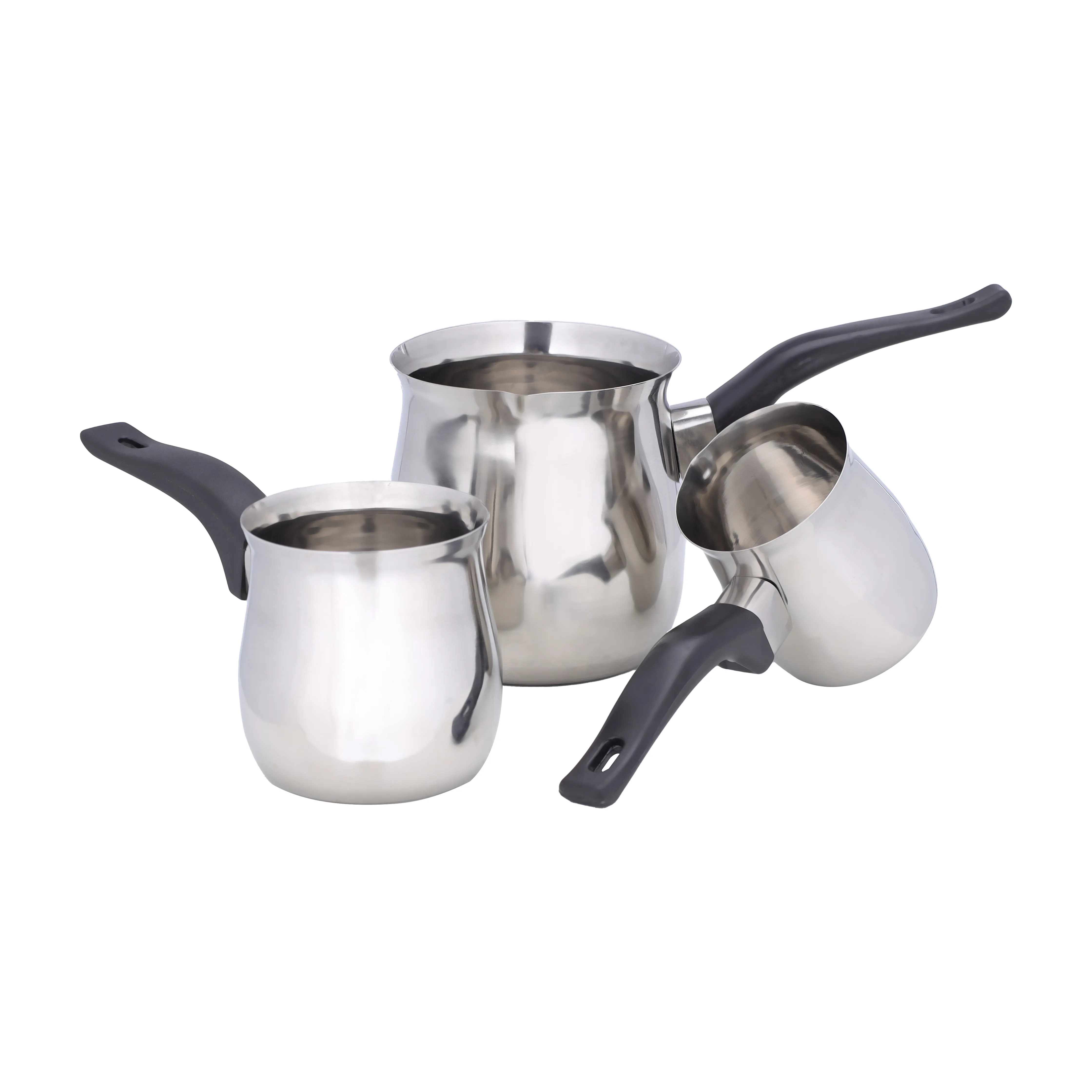 Royalford Coffee Warmer Set, 3pcs Stainless Steel Warmer, RF10675 Mini Saucepans with Pouring Spout Stovetop Milk Warmer, Turkish Coffee Maker, Gravy Warmer, Butter Melting Pot