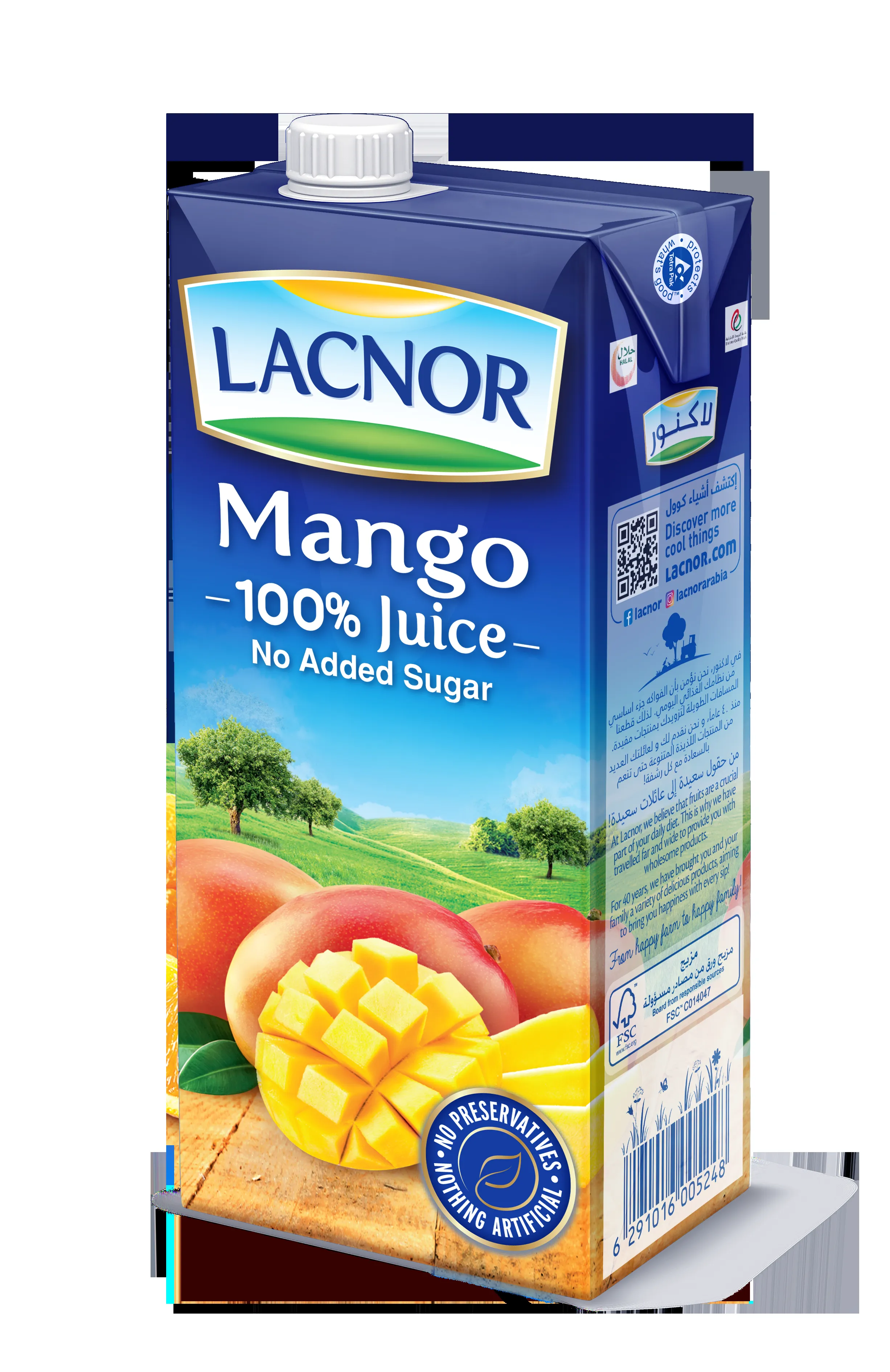 Lacnor Sugar Free Mango Mango Juice 12 x 1 Liter