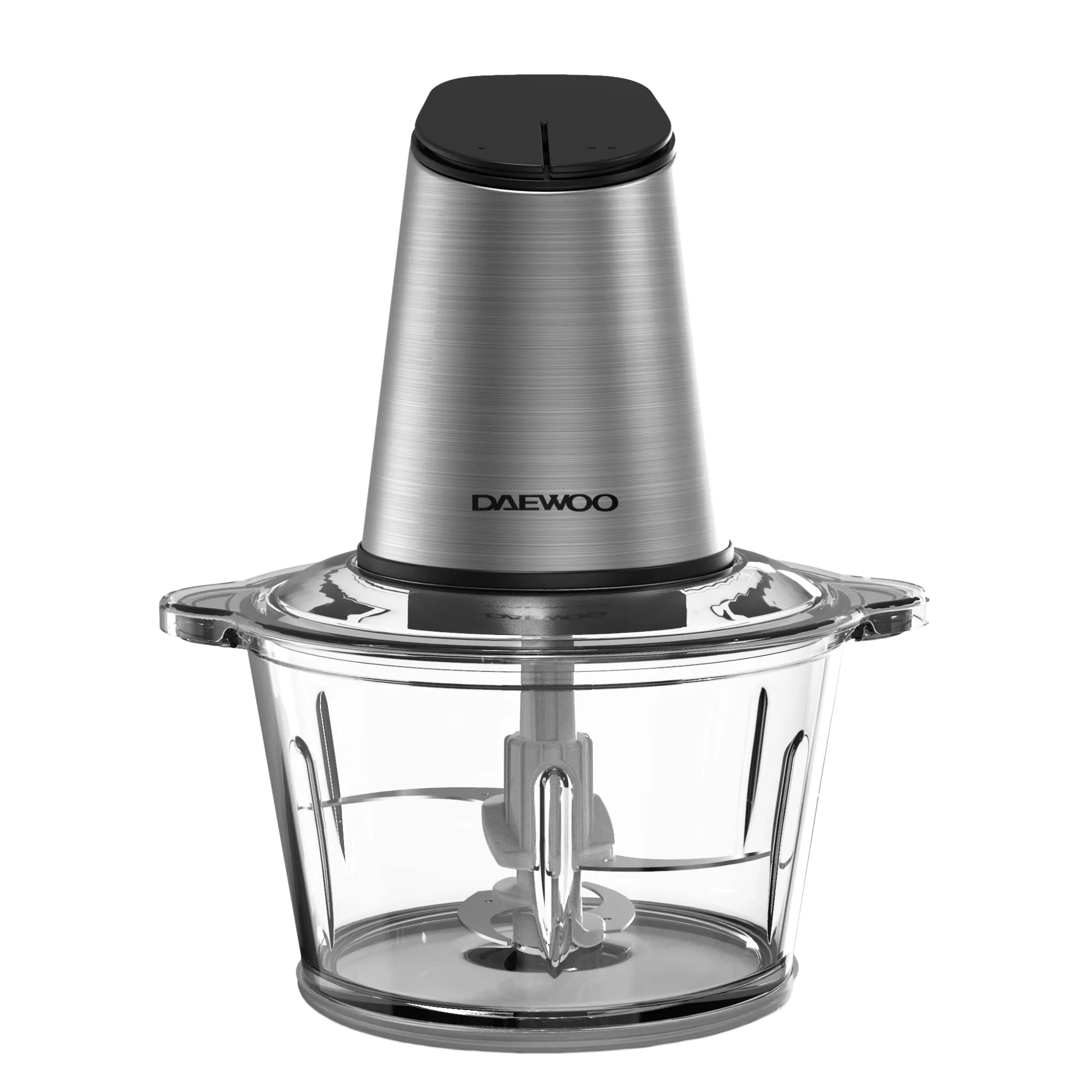 Daewoo 500W 1.8L Stainless Steel Food Chopper with Glass Bowl, Quad Blade, Mincer & Grinder Function Korean Technology DFC2053 Silver - 2 Years Warranty