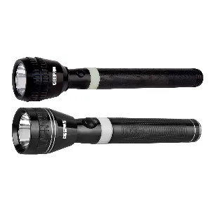 Geepas GFL4637 2Pcs Rechargeable LED Flashlight 3W - Hyper Bright White 2000 Meters Range Portable Torch High Beam LED Flashlight| Pocket Flashlight with Charger | Life Time Warranty (CREE LE