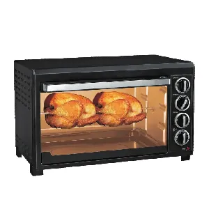 Geepas 47L Electric Oven 1500W -  Oven with Rotisserie and Convection functions | Grill Function, 60 Minute Timer & Inside Lamp | 5 Control Knobs | 2 Years Warranty