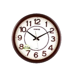 Wall Clock - Taiwan Movement Silent Non-Ticking, 3D Coffee Colour Numbers, Round Decorative Clock for Living Room, Bedroom, Kitchen (Battery Not Included) | 2 Years Warranty (White & Brown)