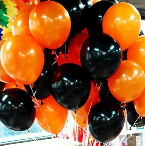 Party Time 50-Pieces 10inch Black & Orange Latex Balloons Set, Halloween Balloon Decoration, Helium Balloons For Wedding Baby Shower, Halloween Party Balloon and Birthday Party Decoration - P