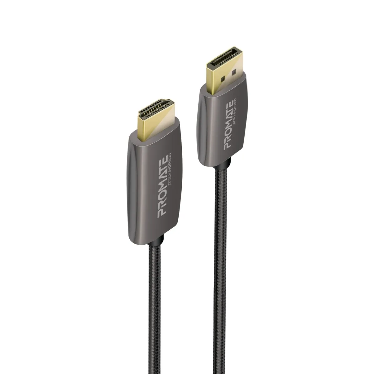 Promate DisplayPort to HDMI Cable with 4K@60Hz Display, 2m Nylon Cable and 18Gbps Transfer Speed, ProLink-DP-200