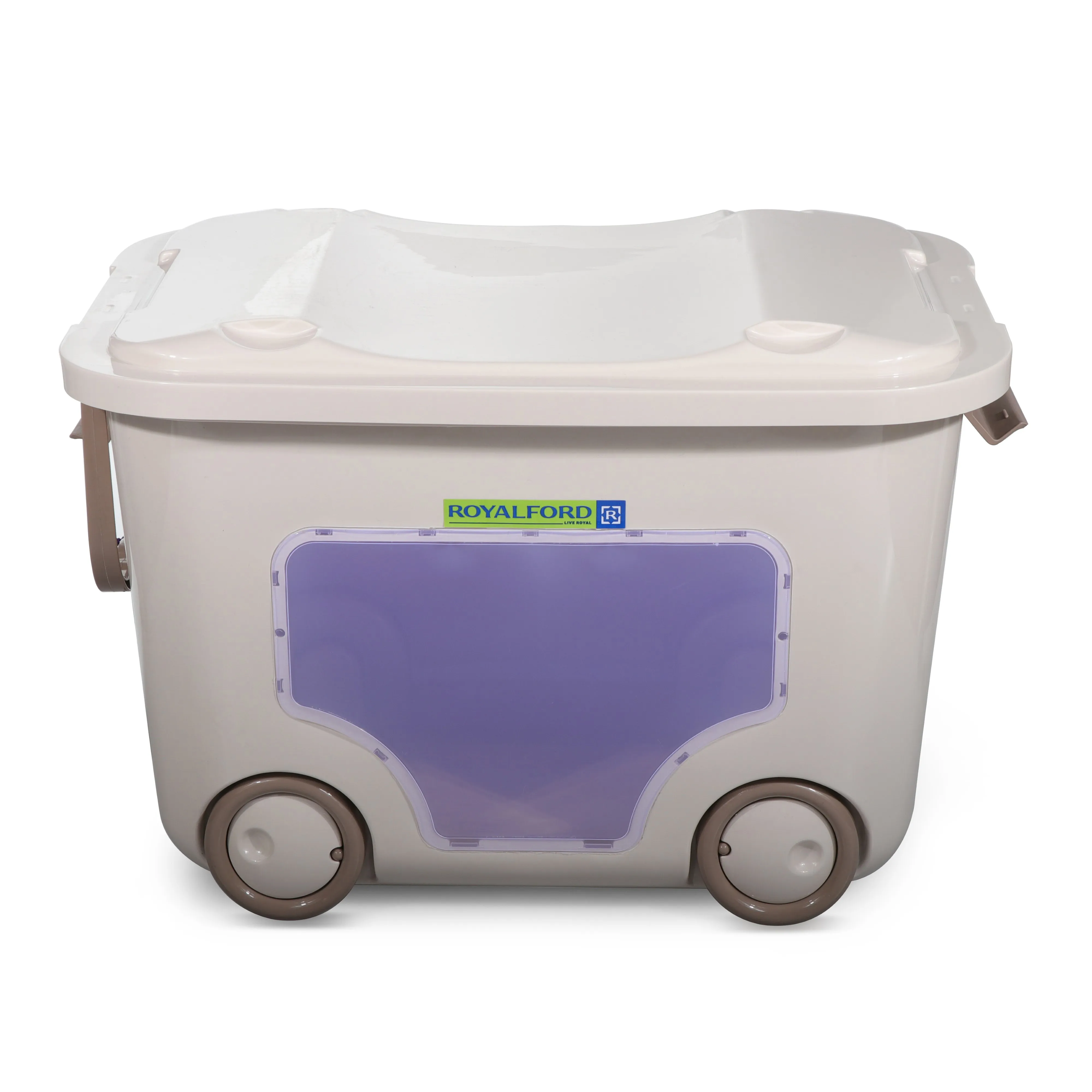Royalford Medium See Through Storage Trolly, Multifunctional, RF9304 Laundry Hamper with Lid & Wheels Clear Window and Carry Handles Great for Clothes, Blankets, Closets, Bedrooms & More