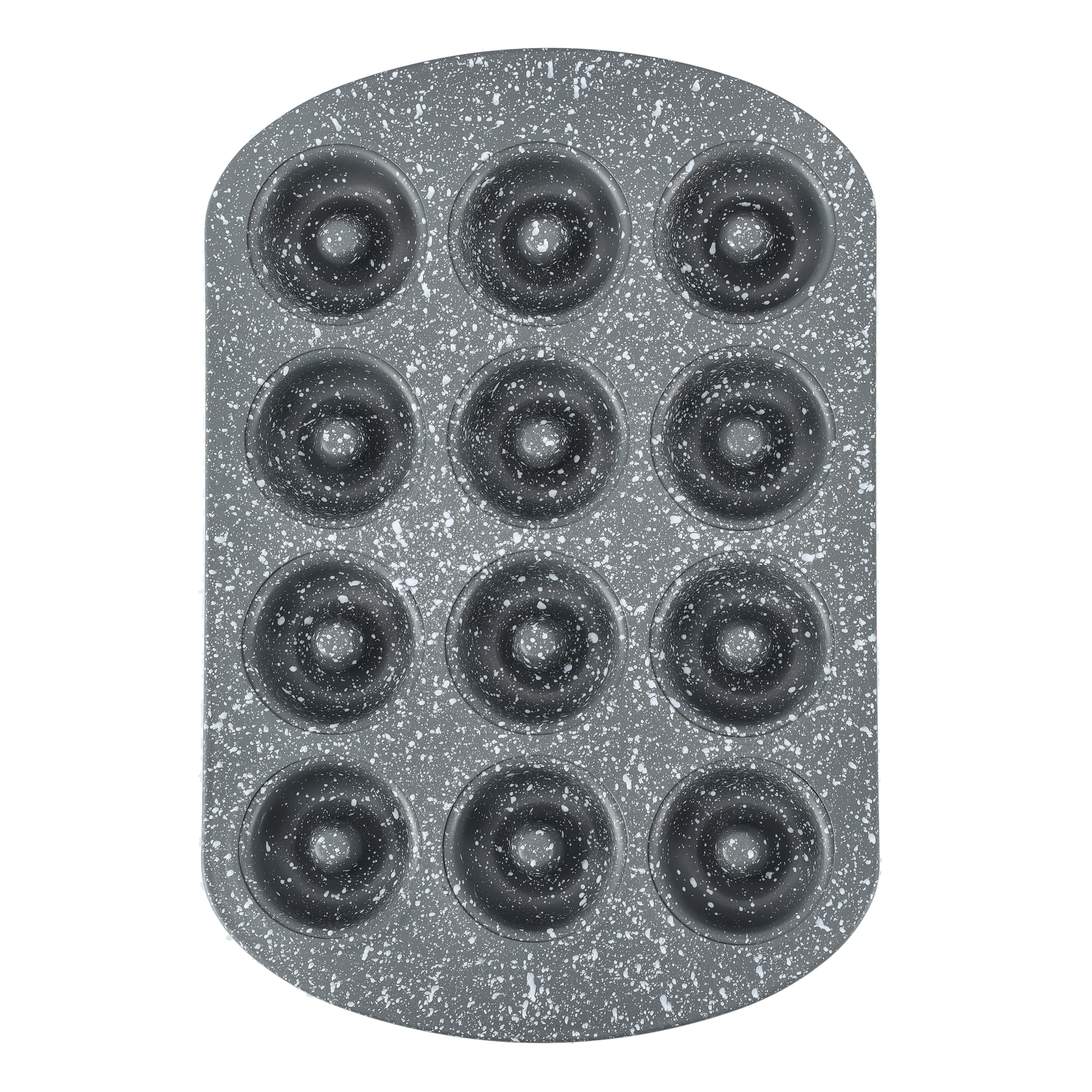 Royalford  Mini Donut Pan - Non Stick Granite Coating Baking with 12 Slots Reusable Bagel Mold Tray for Prolonged Use Oven Safe Baking Molds for Small Donuts, Cookie, Resin Art, & More