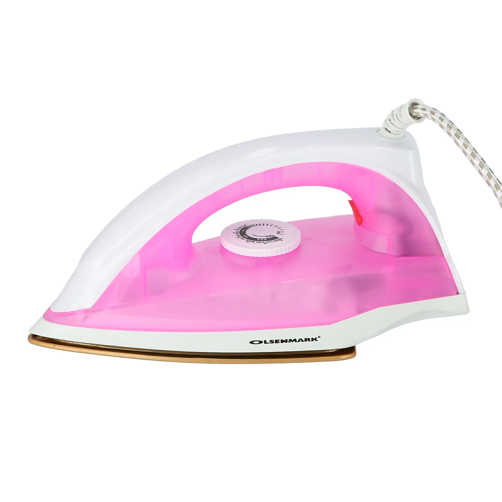 Olsenamark OMDI1696 Dry Iron - Non-Stick Golden Teflon Sole Plate - Thick Teflon Coating - Heavy Weight - Adjustable Temperature - Pilot Indicator Lamp - Overheat Protection 7 Years Warranty