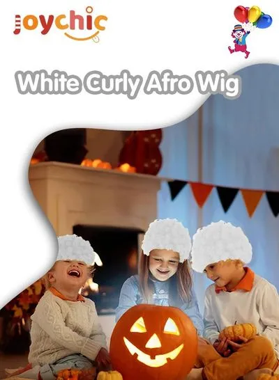 Child Classic Short Curly White Afro Wig for Boys and Girls