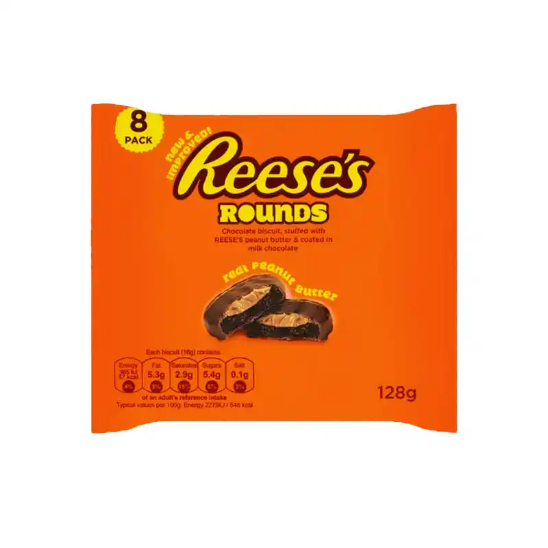 REESES PEANUT BUTTER ROUNDS 8 PACK 128G 