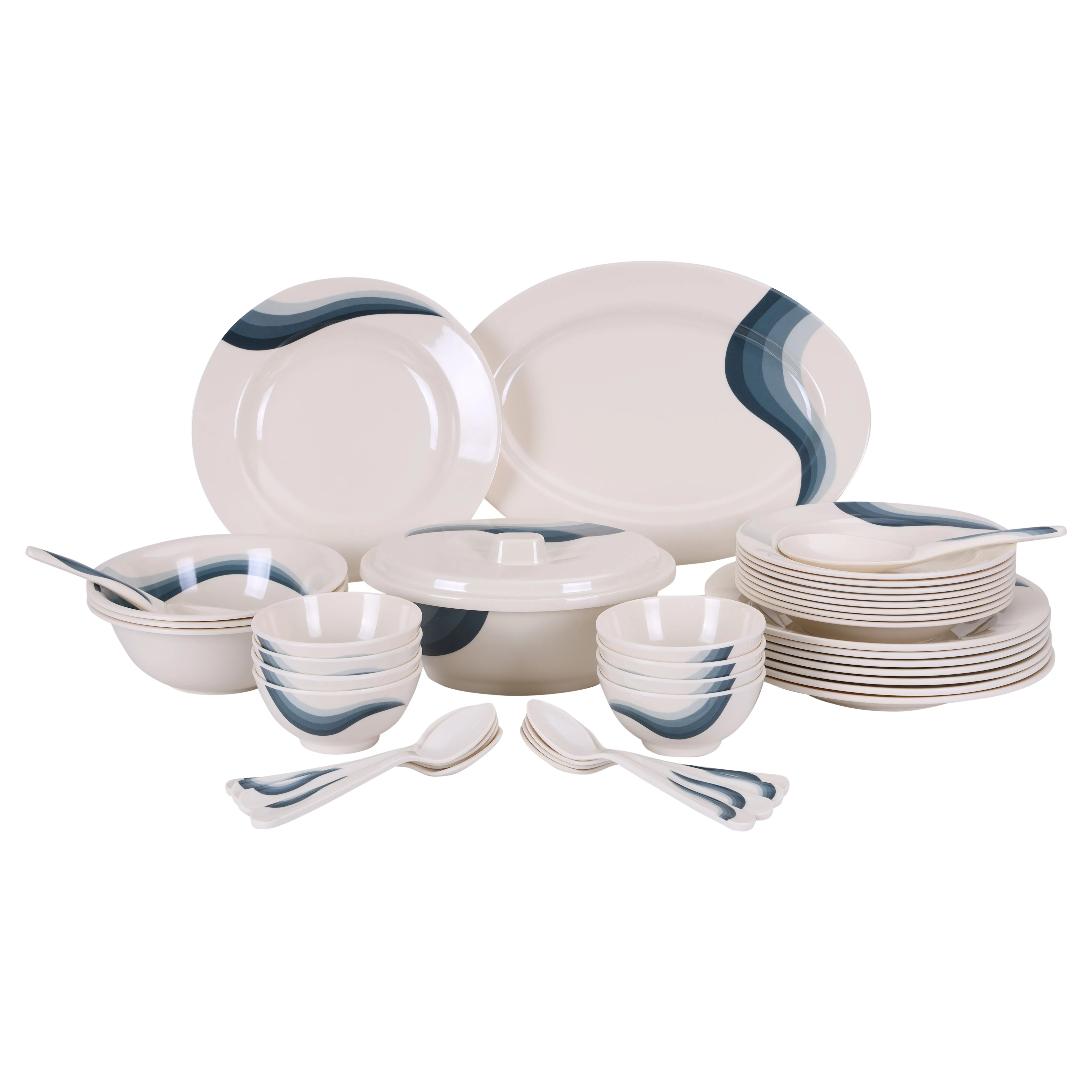 Royalford  RF6721 Melamine Ware Dinner Set, 40 Pcs - Durable & Safe |Useful for breakfast, lunch, dinner| Ideal for home, parties, catering, hotels & restaurants