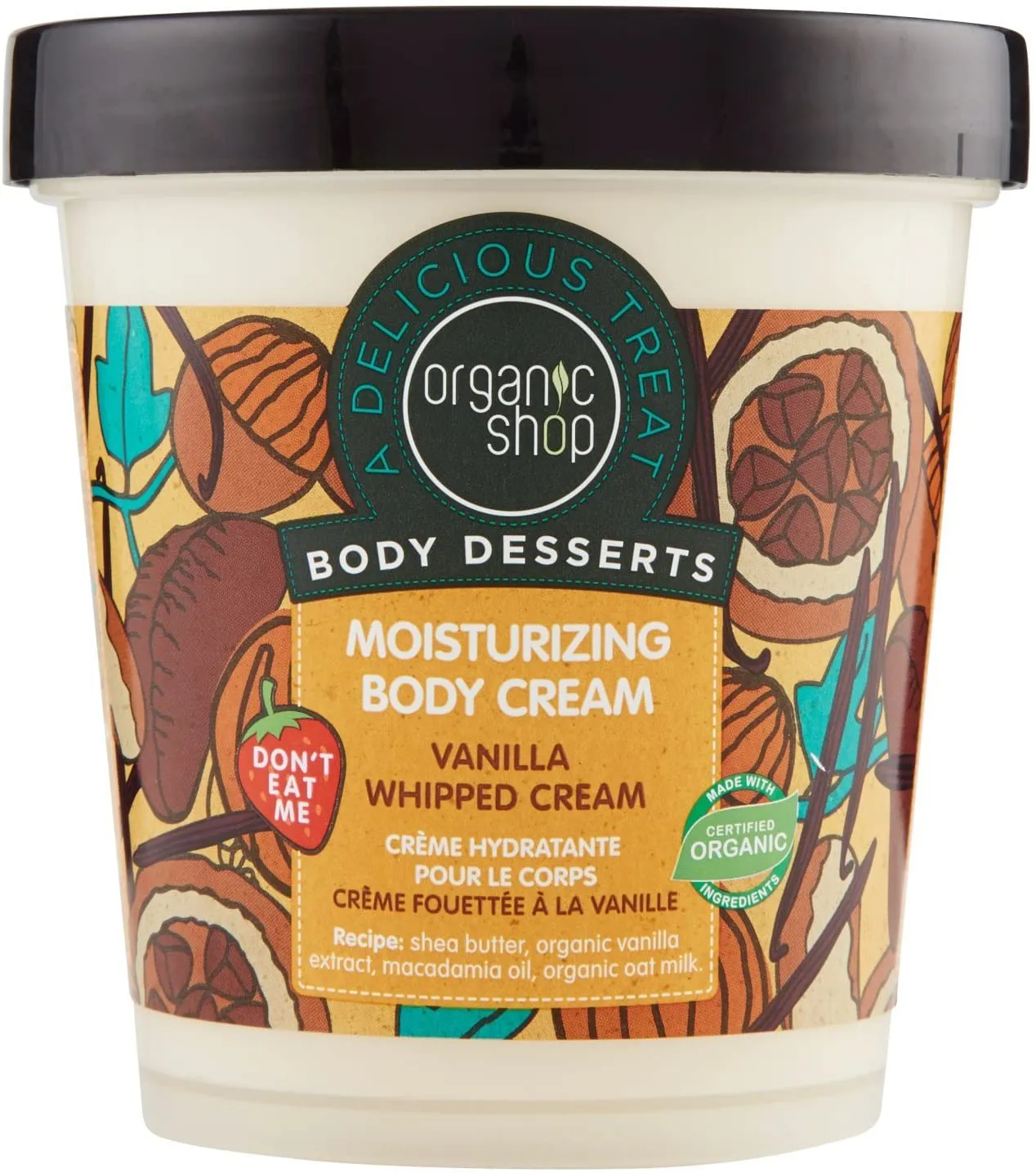 Organic Shop Natural Body Moisturising Cream Vanilla 450ml