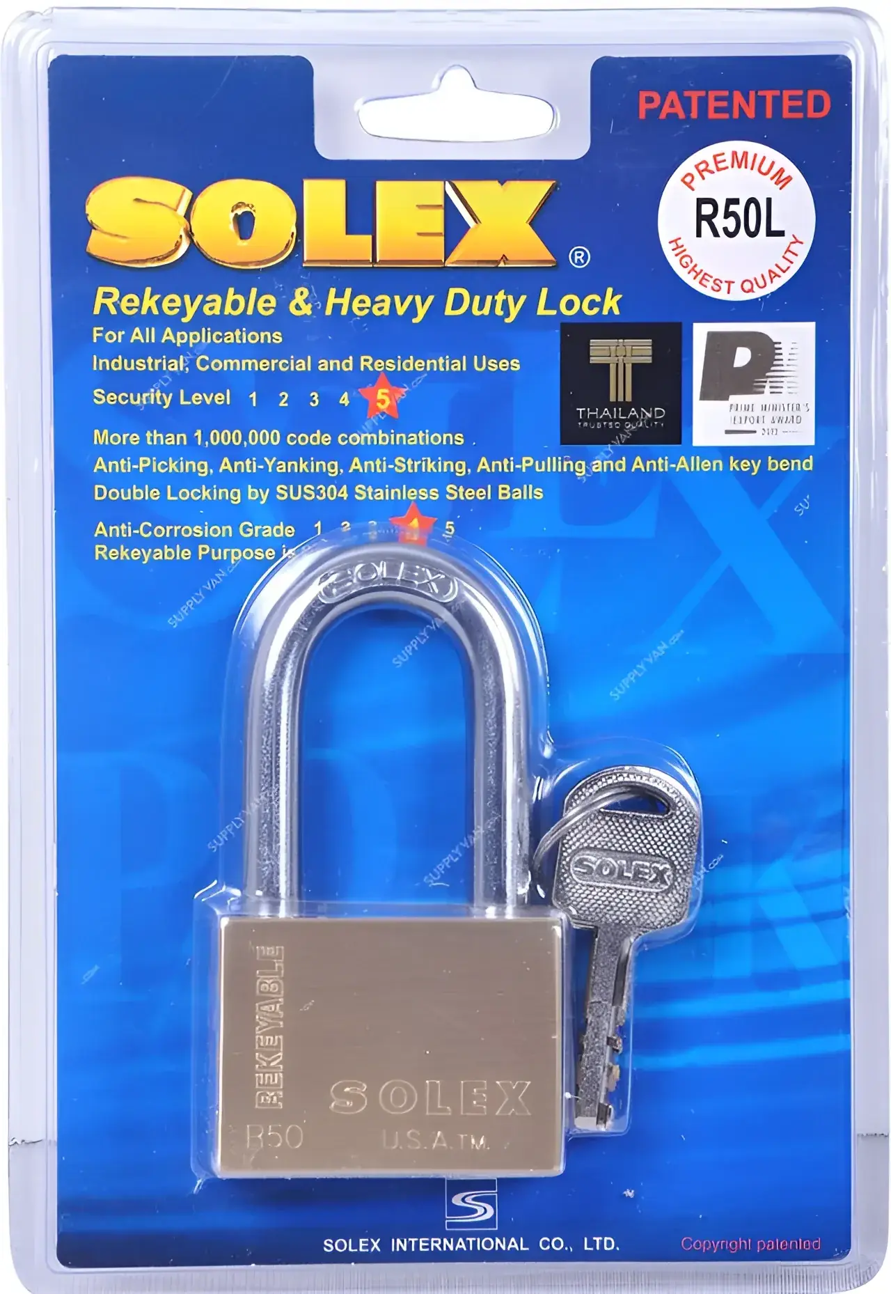 Solex Brass Body Rekeyable & Heavy Duty Lock - 50