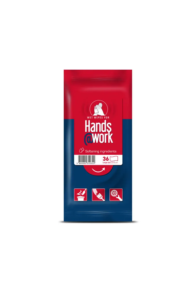 Hands@Work Wet Wipes for Hands Large _ Softening Ingredients _ 36