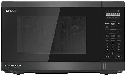 Sharp 32 Liter Convection Microwave With Smart Inverter Technology R-32Cni-Bs3 Stainless Black, 6 In 1 Smart Cooking Functions Including Fan Forced Convection