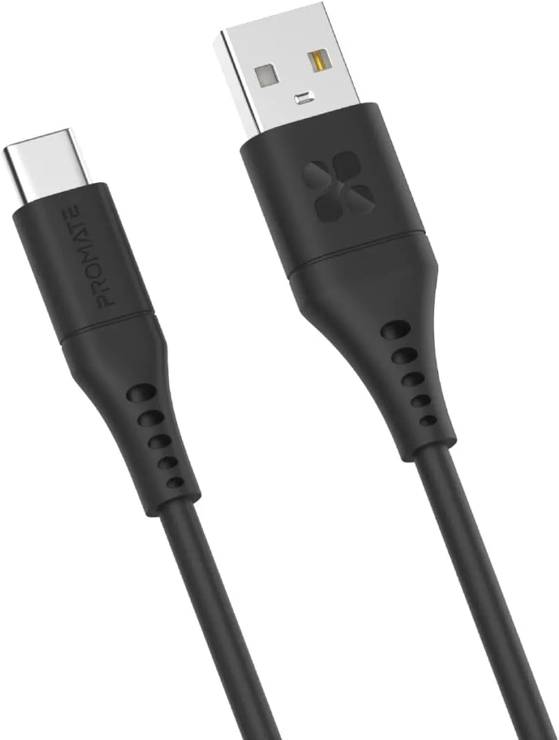 Promate USB to USB-C Cable, Durable Silicone Type-C Charging Cable with 3A Fast Charging, 480 Mbps Data Sync, 1.2m Anti-Tangle Wire and 25000+ Long Bend Lifespan for Samsung Galaxy S22, iPad 