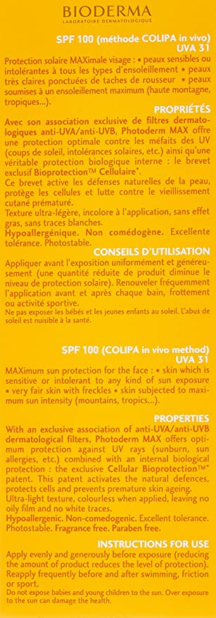 Bioderma Photoderm Face & Body Sunscreen SPF 100 Max Fluid, 40 ml