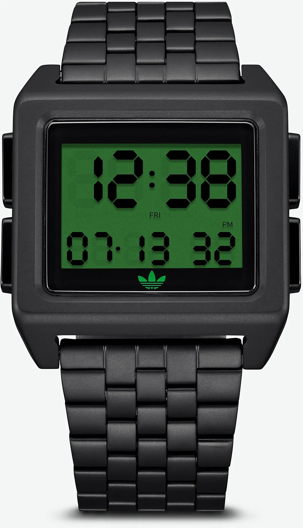 Adidas Watches Archive_M1. Men s 70 s Style Stainless Steel Digital Watch with 5 Link Bracelet (36 mm)