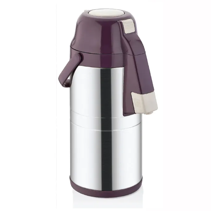 Royalford  RF8555 4.5L Air-Pot Flask - Stainless Steel Heat Insulated Thermos for Keeping Hot/Cold Long Hour Push Button with Silicone Seal Double-Walled Perfect for Hot Water, Tea, Beverage