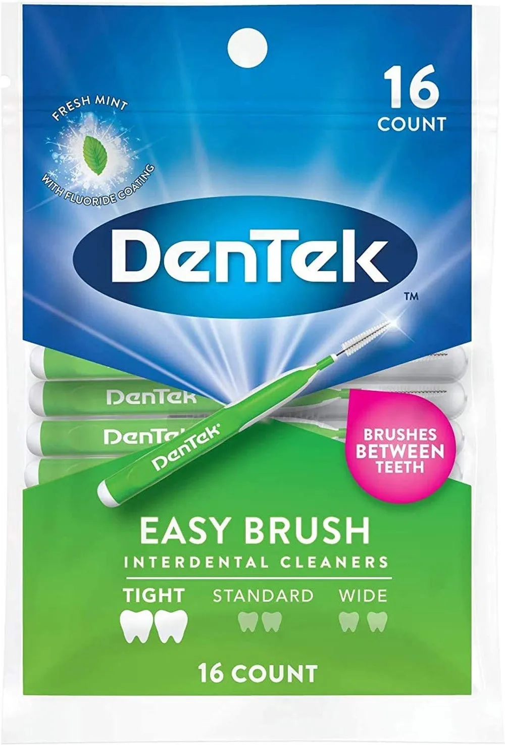 Dentek Easy Brush Extra Tight _ Clean Hard Reach Spaces _ 16 Pcs