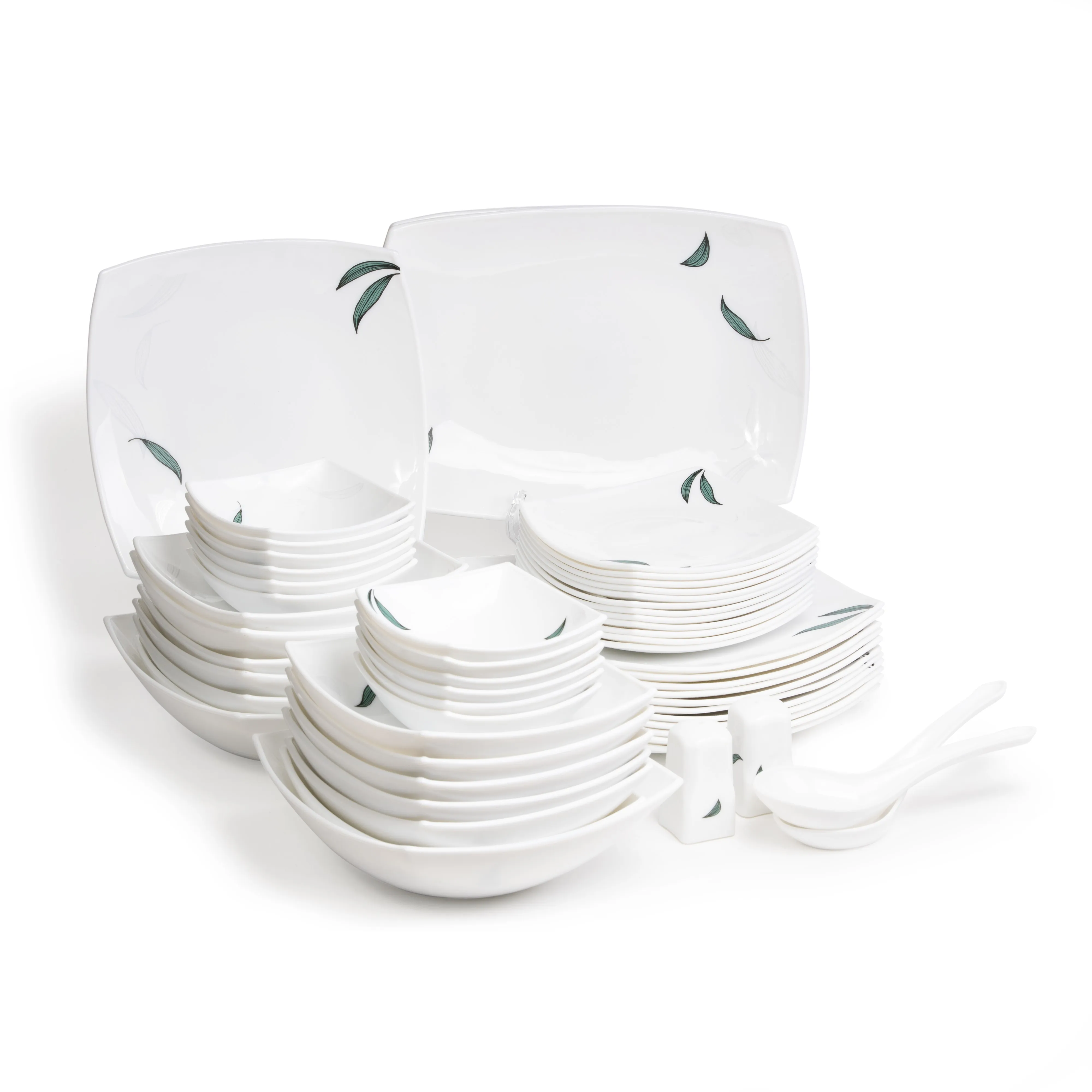 Royalford  RF6963 55 Piece Ivory White Porcelain Dinner Set, Beautiful Multi-Purpose Tableware Sets, Stylish Dining Set Perfect for Gifting