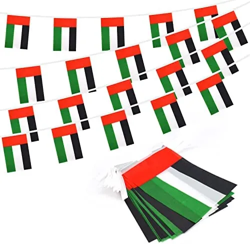 UAE banner Flags country flags bunting World Cup Football 2022 16.5FT_5Meters Bunting Flags Banner Hanging Pennant Decorations for World Cup National Day