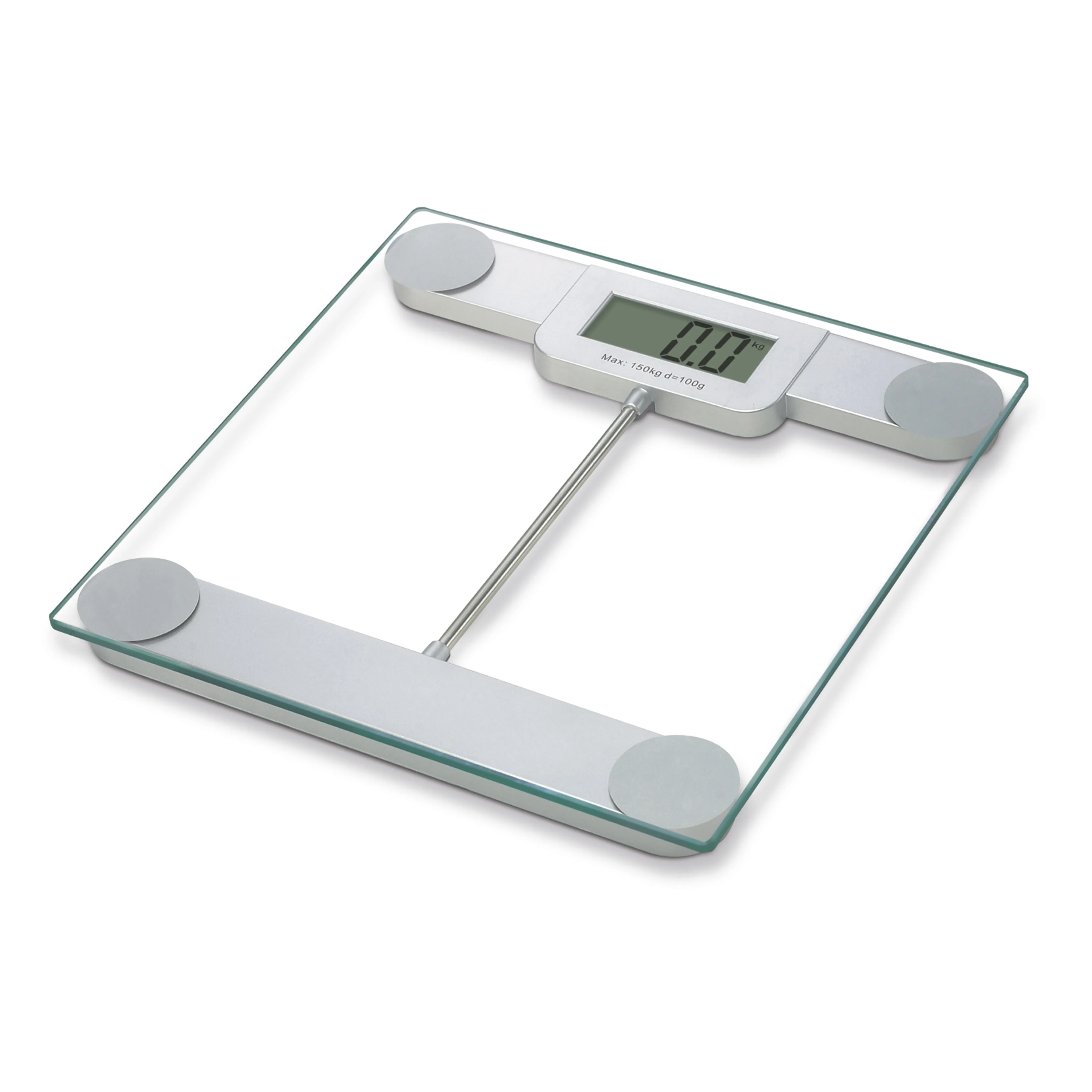 Royalford Metallic Digital Body Scale - Smart High Accuracy Large Lcd Screen Auto ON/OFF & Multiple Measuring Unit 150kg Slim Design 5mm Crystal Clear Tempered Glass (28 28 2.2 Cm)