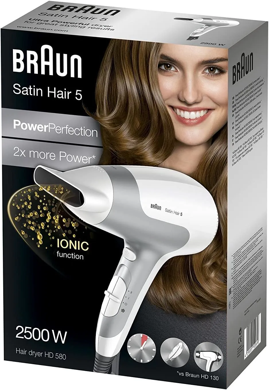 Braun Satin Hair 5 PowerPerfection Hair Dryer HD 580 White - Jomlah Bazar