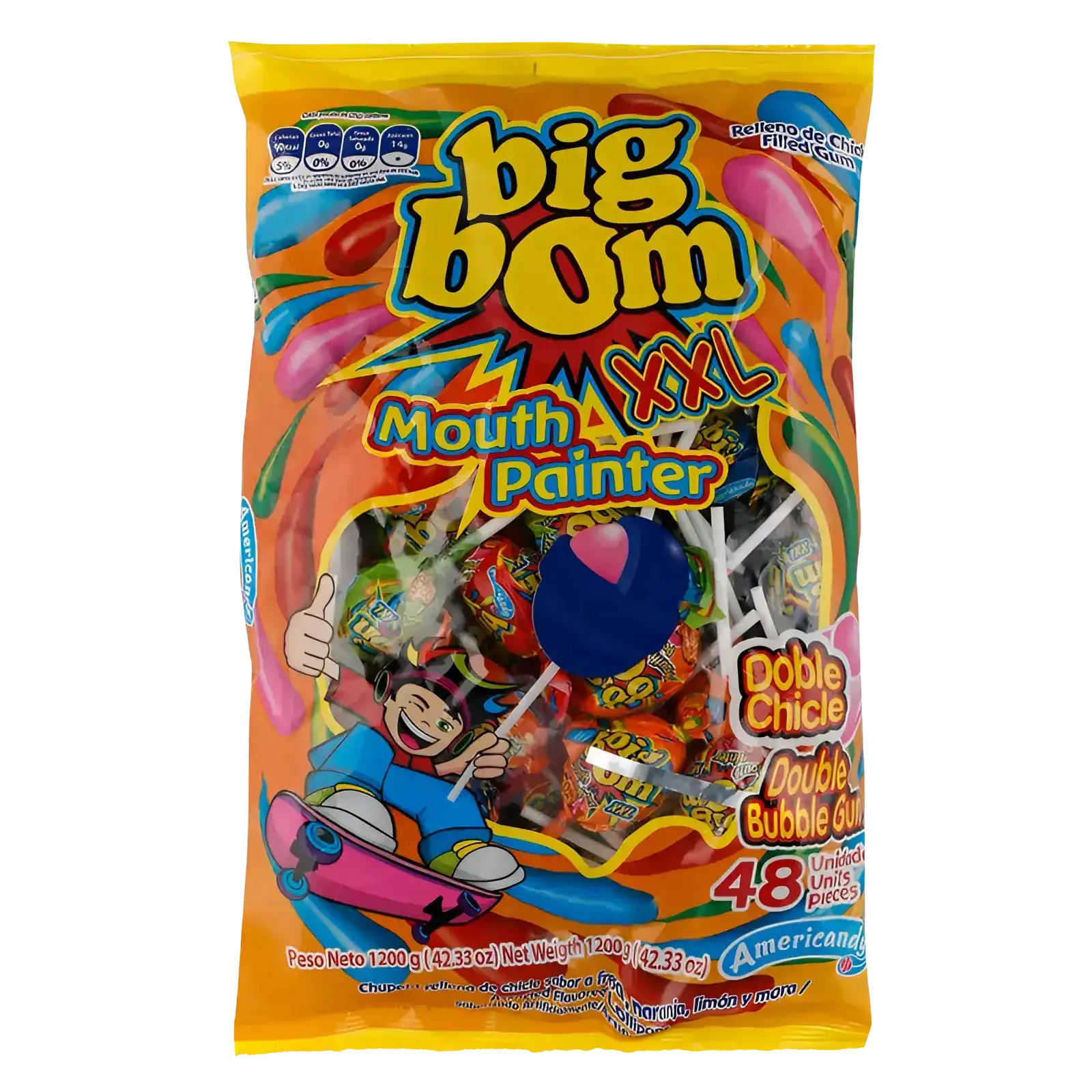 Americandy Big Bom XXL Mouth Painter Lollipops, 48 x 25 gm - 01040388 (JBI2C73A1)