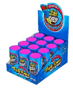 Bazooka Triple Power Push Pop Strawberry, Raspberry & Cola Flavour Hard Candy, 34 g (Pack of 12) - 01040606 (JBID0B061)
