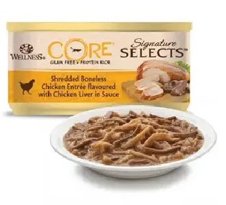 Wellness Core Signature Selects Shredded Chicken/Chicken Liver Cat 79g (JBIF57B63)