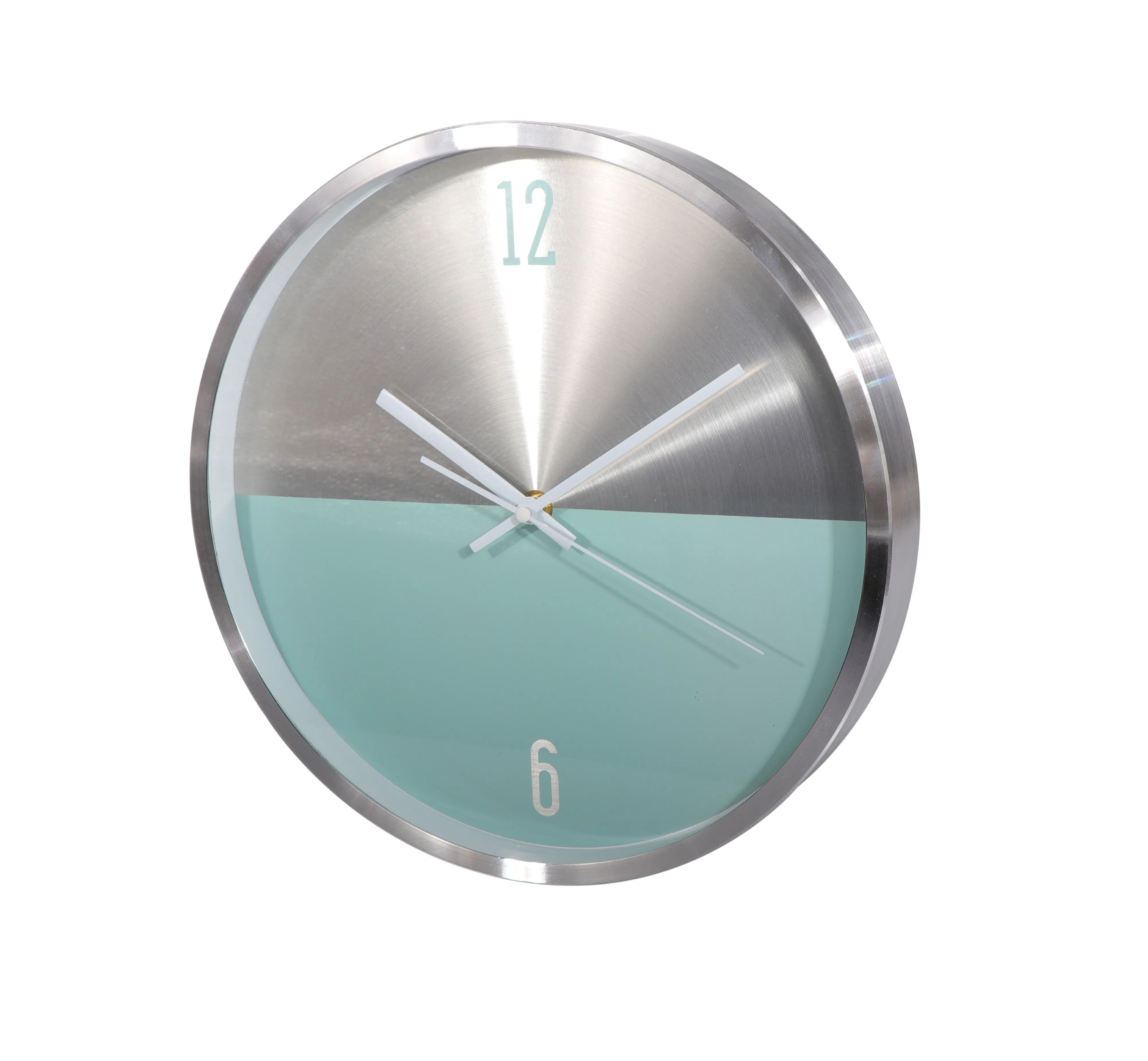 Royalford  RF9277 Wall Clock with Aluminium Frame- Silent Sweep Motion, Numeral Clock, Round Decorative Wall Clock for Living Room, Bedroom, Kitchen Aluminium Frame Silver & Blue