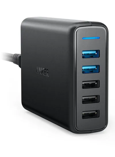 5-Port USB Wall Fast Charger Black