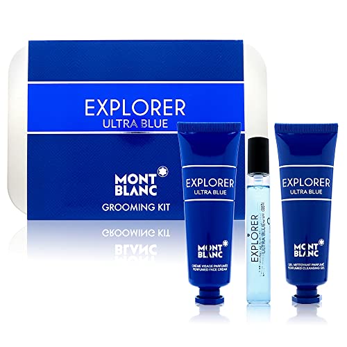 MONT BLANC EXPLORER ULTRA BLUE (M) SET EDP 7.5ML + 30ML FACE CREAM + 30 CLEANSING GEL GROOMING KIT