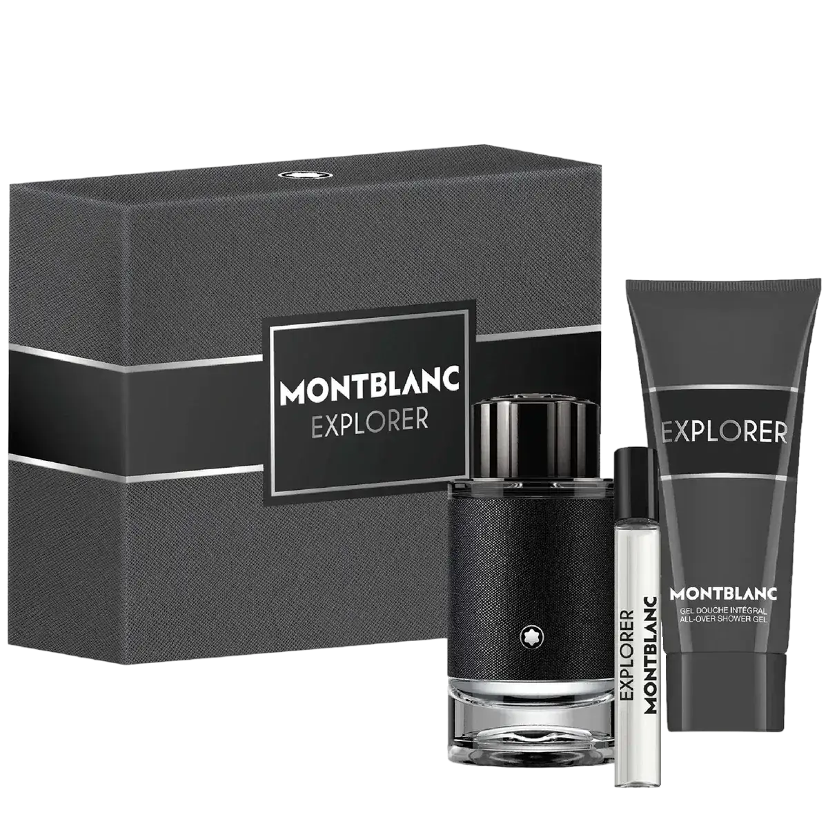 Montblanc Explorer For Men Eau De Parfum 100 Ml + 7.5 Ml Spray+ 100 Ml Shower Gel Travel Set