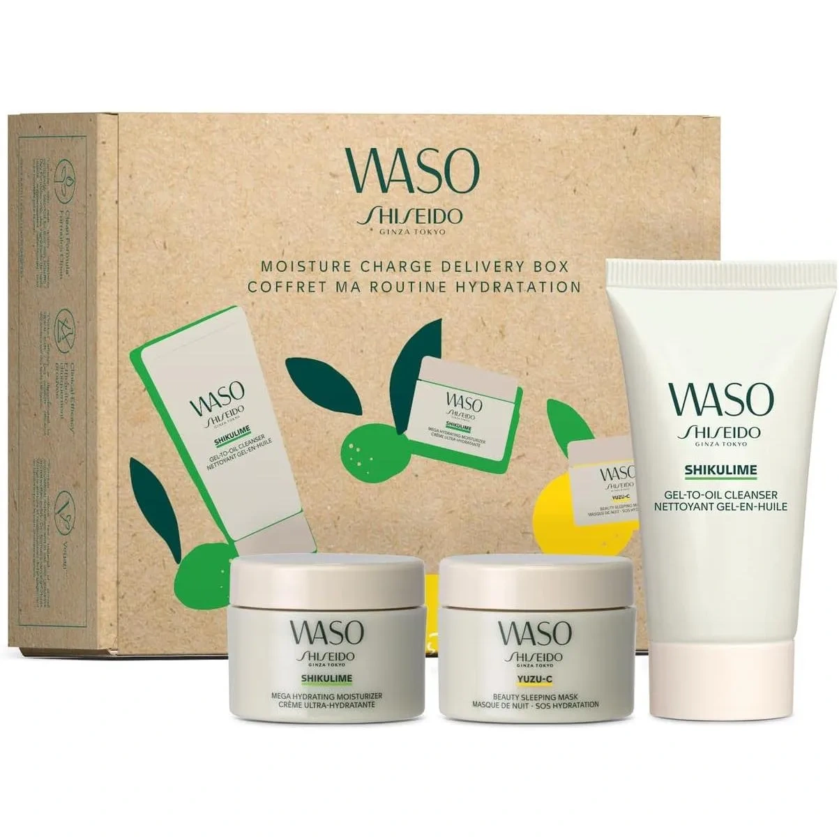 Shiseido Waso Moisture Charge Kit(Oil Cleaner 30Ml+Moisturizer 15Ml+Sleping Mask 15Ml)