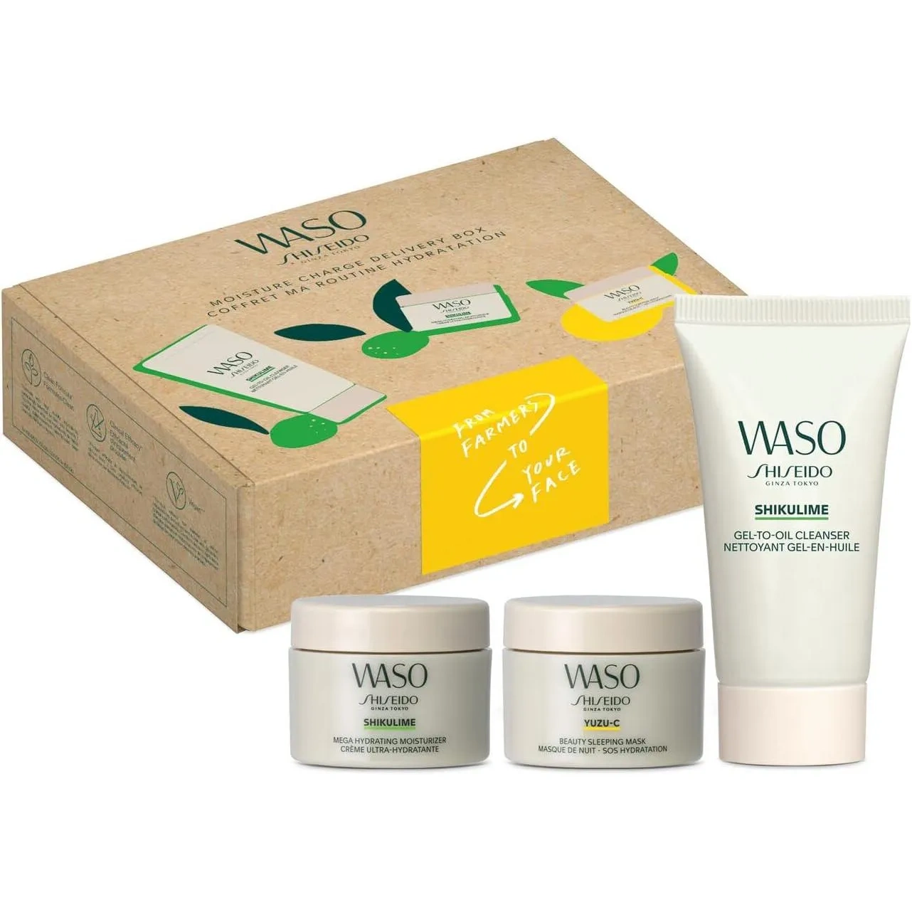 Shiseido Waso Moisture Charge Kit(Oil Cleaner 30Ml+Moisturizer 15Ml+Sleping Mask 15Ml)