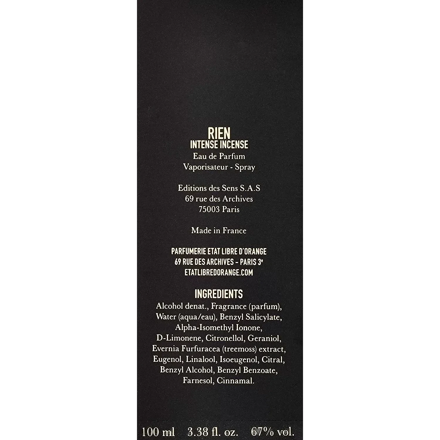 Etat Libre d'Orange Rine Intense Incense Eau De Parfum For Unisex 100 Ml